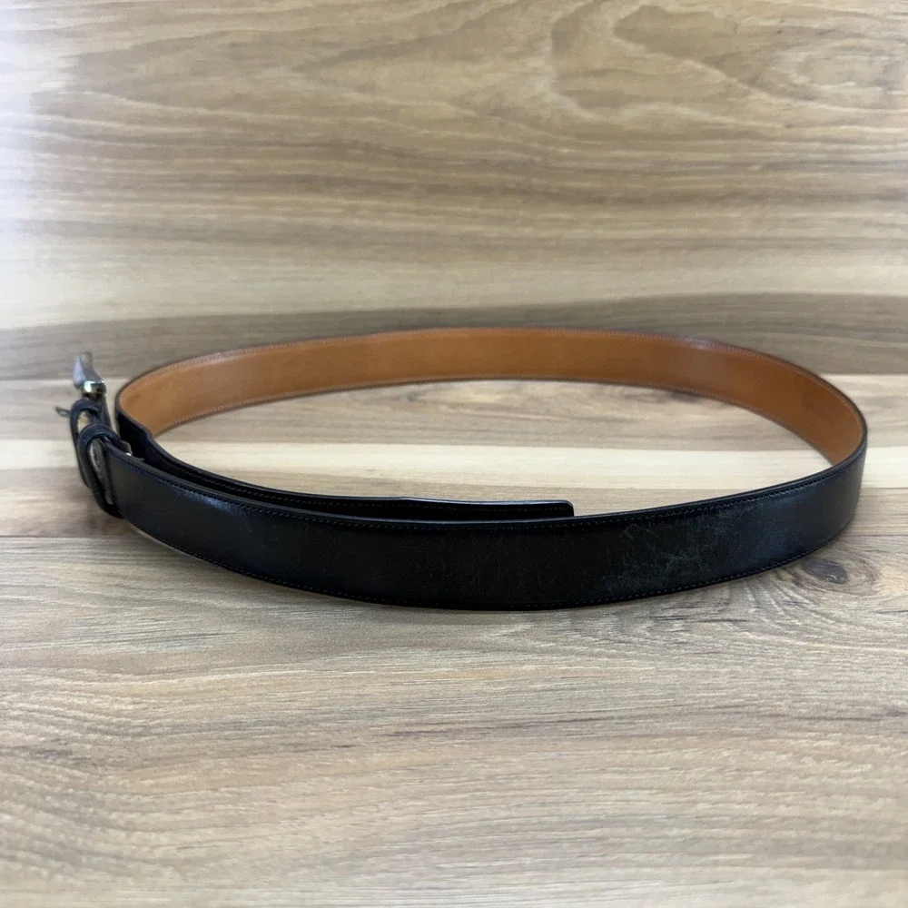 TRAFALGAR Easton Belt Mens‎ 38/95 Black Leather Handpolished Cortina Leather